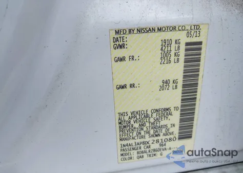 2013 Nissan Altima 2.5 S from USA, damaged, VIN 1N4AL3AP8DC281080